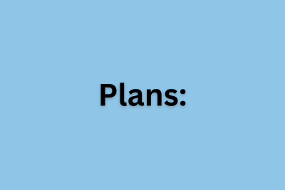 Blue rectangle. Black text says "Plans:"